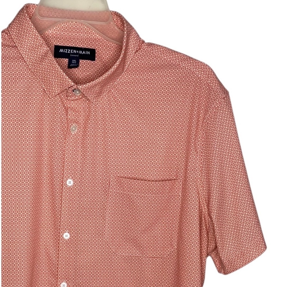 Mizzen + Main Leeward Mens XXL Trim Short Sleeve Button Down Coral Pink